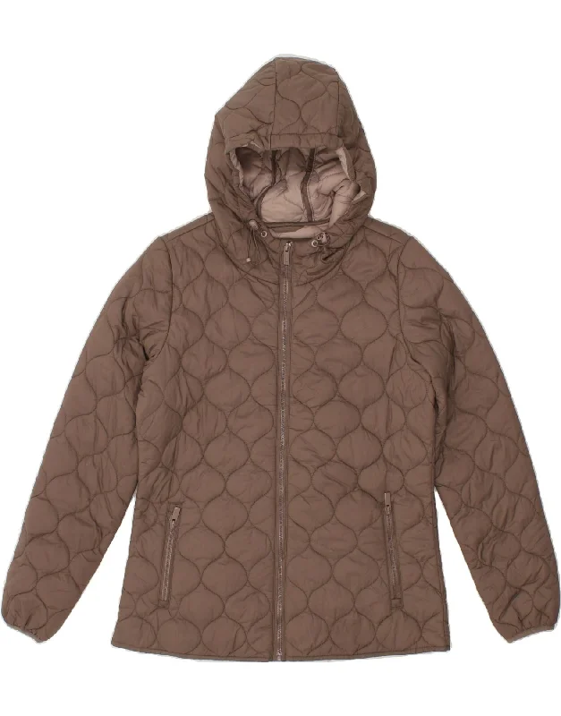 FAT FACE Womens Hooded Padded Jacket UK 12 Medium Brown Nylon Wool Fabric Cashmere Fabric Tweed Fabric FAT FACE Womens Hooded Padded Jacket UK 12 Medium Brown Nylon Wool Fabric Cashmere Fabric Tweed Fabric