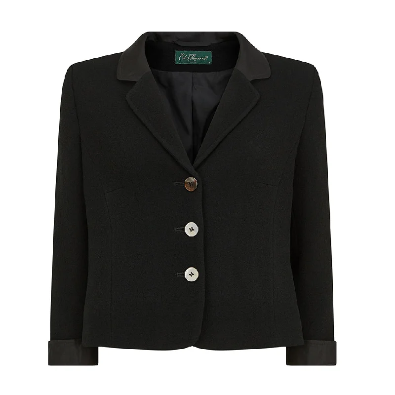 Hattie Tailored Wool Crepe Black Jacket Appliqued Jacket Beaded Jacket Sequined Jacket Hattie Tailored Wool Crepe Black Jacket Appliqued Jacket Beaded Jacket Sequined Jacket