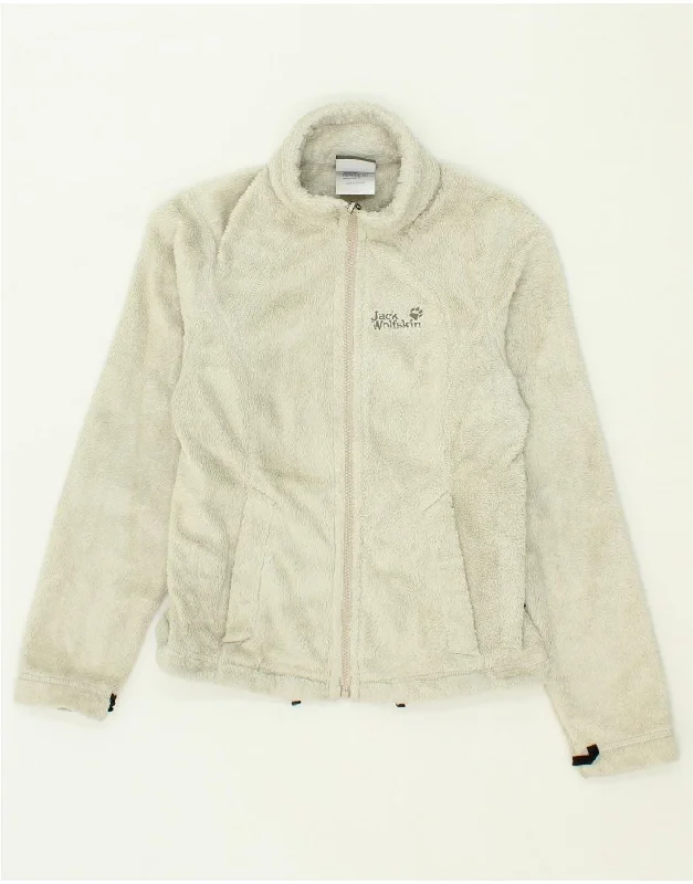 JACK WOLFSKIN Womens Fleece Jacket UK 8 Small Beige Polyester Cardigan Sweater Pullover JACK WOLFSKIN Womens Fleece Jacket UK 8 Small Beige Polyester Cardigan Sweater Pullover