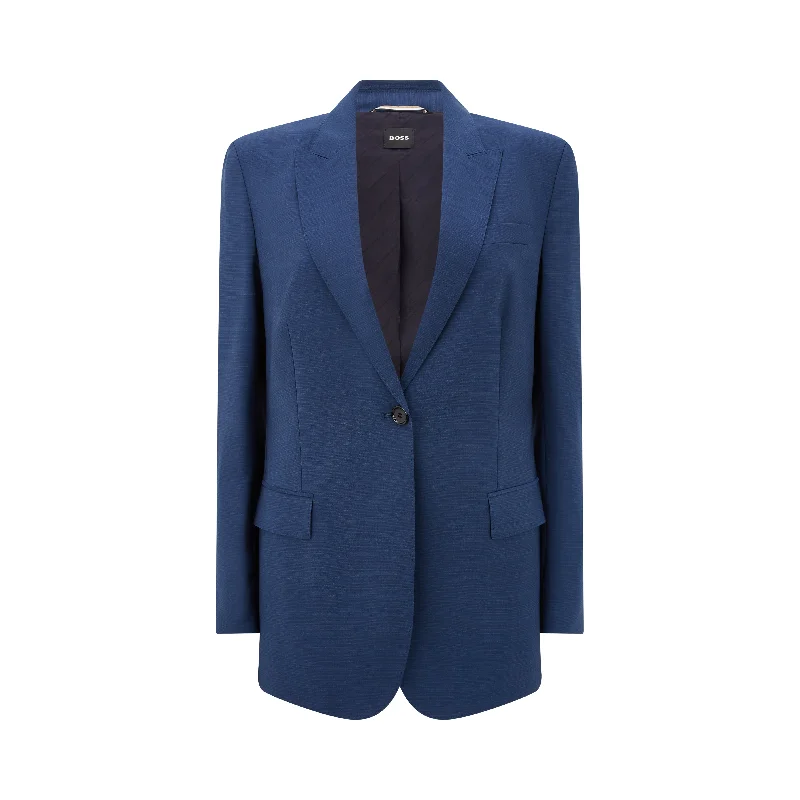 Jacketa Tailored Melange Wool Jacket A-Line Jacket Boat Neck Shawl Collar