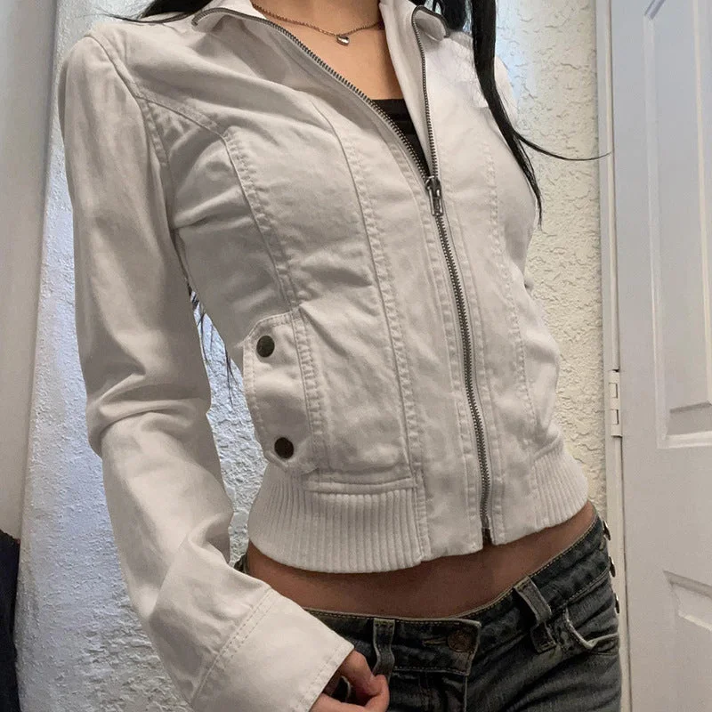 FZ Women's Retro Industrial Line Split Pocket Pilot Workwear Jacket Welt Pockets Slit Pockets Flap Pockets FZ Women's Retro Industrial Line Split Pocket Pilot Workwear Jacket Welt Pockets Slit Pockets Flap Pockets