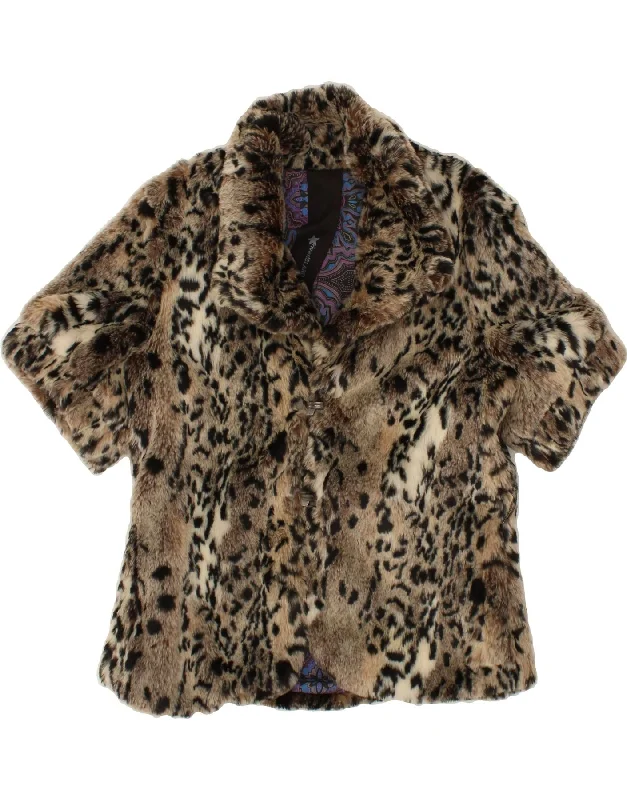 RIVER ISLAND Womens Short Sleeve Faux Fur Jacket UK 14 Medium Grey Zip Front Button Front Snap Front RIVER ISLAND Womens Short Sleeve Faux Fur Jacket UK 14 Medium Grey Zip Front Button Front Snap Front