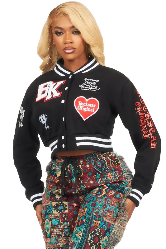 Dianawattee Black Varsity Jacket Faux Fur Fabric Real Fur Fabric Shearling Fabric