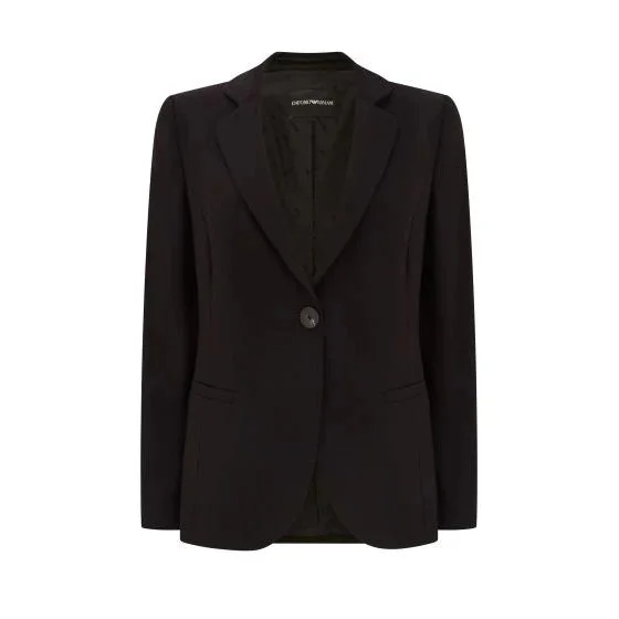Tailored One Button Wool Stretch Jacket Zippered Front Buttoned Front Snap Front
