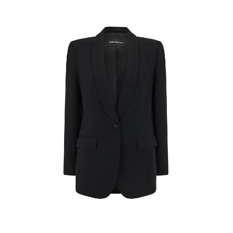 Tailored Shawl Crepe Jacket Fitted Jacket Loose Jacket Oversized Jacket