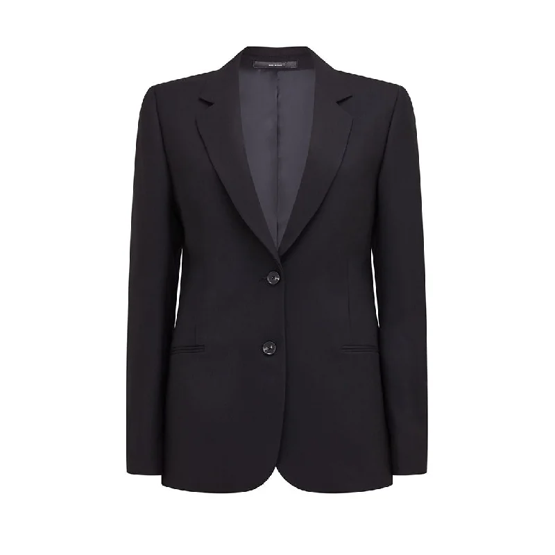 Tailored Single Breasted Wool Jacket A-Line Jacket Boat Neck Shawl Collar