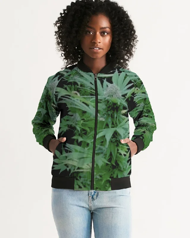 THE BUD - DARKER SHADE Women's Bomber Jacket Zip Front Button Front Snap Front