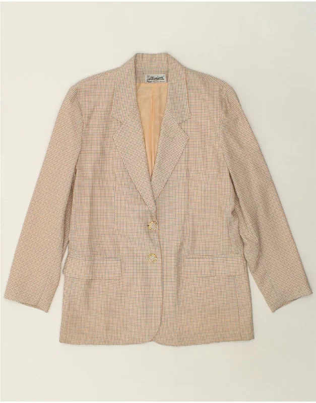 VINTAGE Womens 2 Button Blazer Jacket UK 14 Medium Beige Check Wool Striped Jacket Polka Dot Jacket Floral Jacket VINTAGE Womens 2 Button Blazer Jacket UK 14 Medium Beige Check Wool Striped Jacket Polka Dot Jacket Floral Jacket