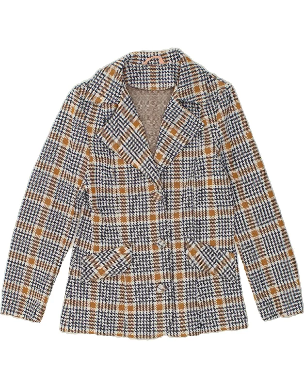 VINTAGE Womens 3 Button Blazer Jacket UK 14 Medium Multicoloured Hoodie Zip-Up Jacket Button-Up Jacket VINTAGE Womens 3 Button Blazer Jacket UK 14 Medium Multicoloured Hoodie Zip-Up Jacket Button-Up Jacket