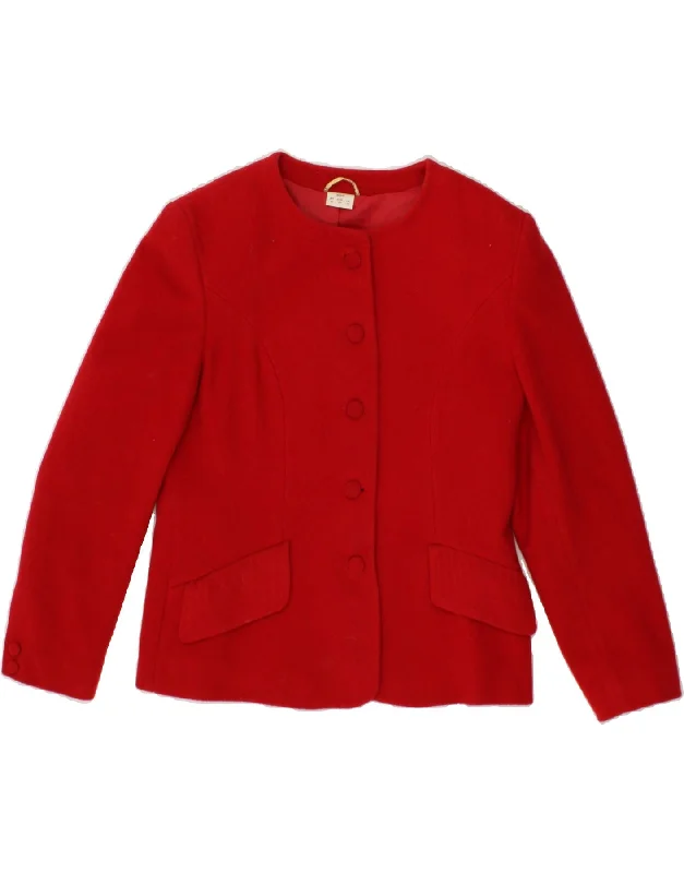 VINTAGE Womens 5 Button Blazer Jacket UK 14 Large Red Wool Nylon Fabric Polyester Fabric Spandex Fabric VINTAGE Womens 5 Button Blazer Jacket UK 14 Large Red Wool Nylon Fabric Polyester Fabric Spandex Fabric