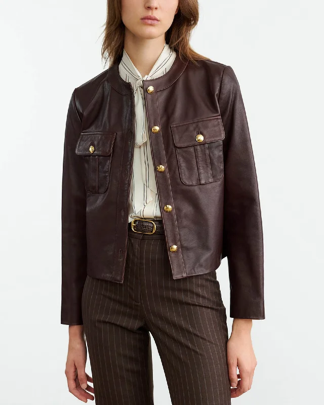 Kitra Leather Jacket Appliqued Jacket Beaded Jacket Sequined Jacket