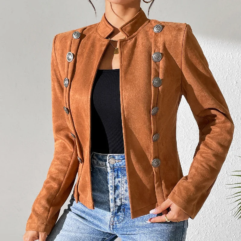 FZ Women's Slim Collared Stylish Jacket Lace Jacket Ribbed Jacket Sequined Jacket