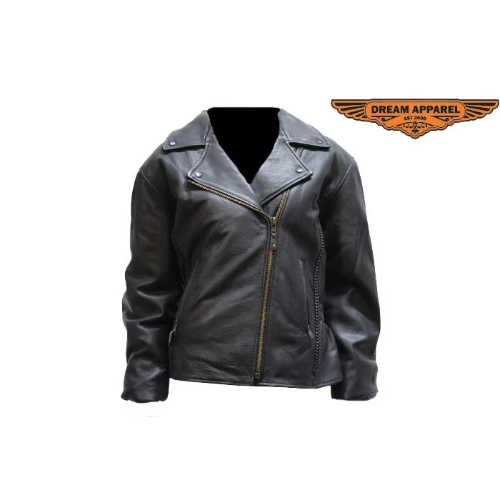 Womens Motorcycle Jacket Zippered Jacket Buttoned Jacket Snapped Jacket
