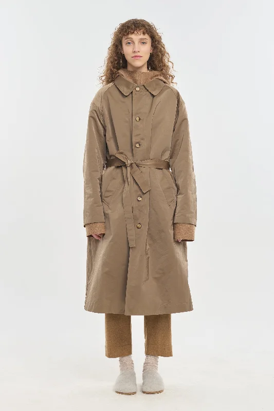 Beige reversible essential trench coat