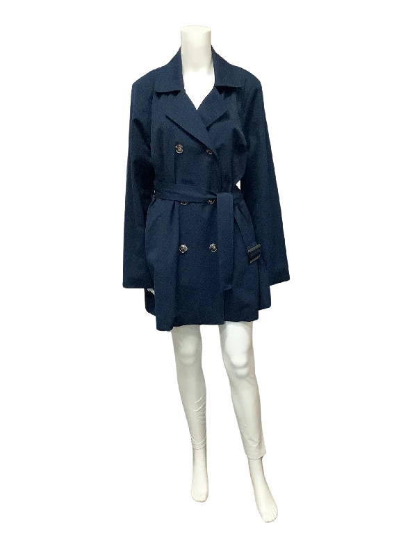 Hawthorne Women's Trench Coat Blue Belted Double Breasted Size: 1X