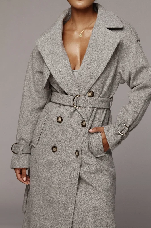 Heather Grey Beverly Trench Coat