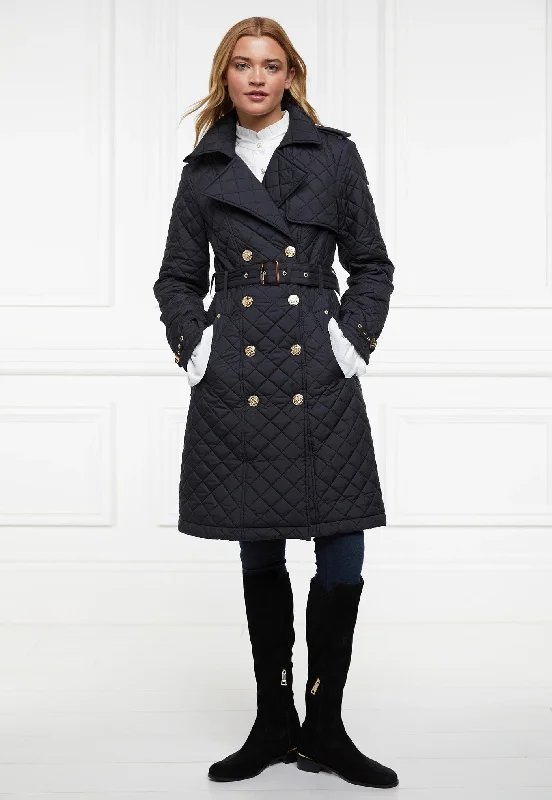 Enstone Quilted Trench Coat - Black Gold