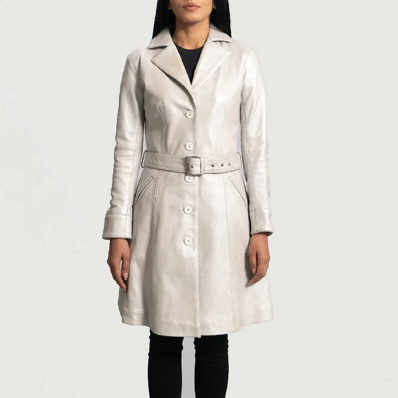 Moonlight Silver Leather Trench Coat