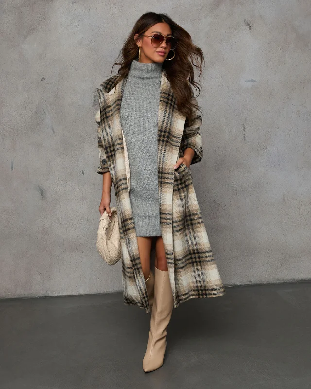 Town Stroll Plaid Trench Coat