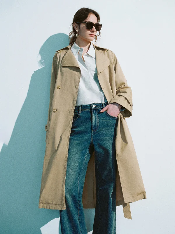 Notch Lapel Trench Coat With Belt