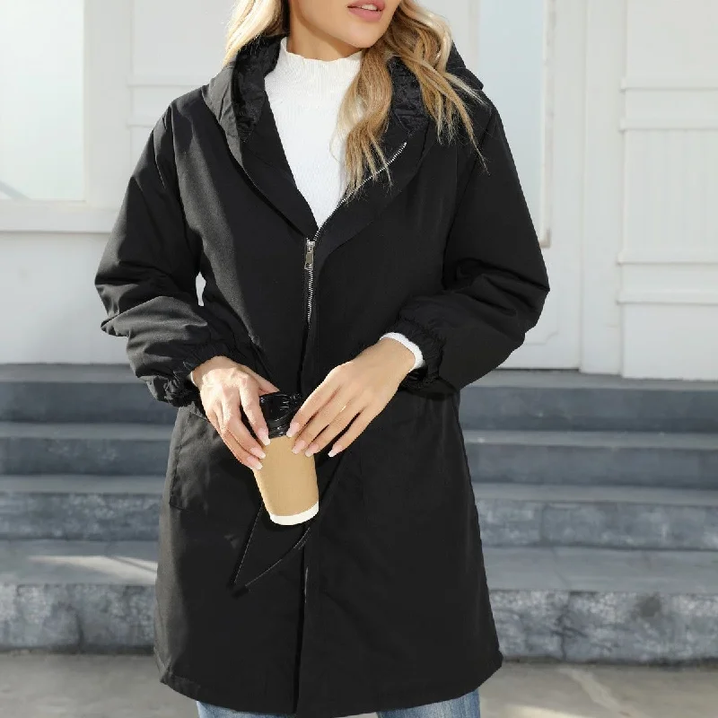 Znbbw Size Women's Dress With Hat And Velvet Trench Coat Medium And Long Style Coat Spring And Autumn New Style Charge Dress Girl