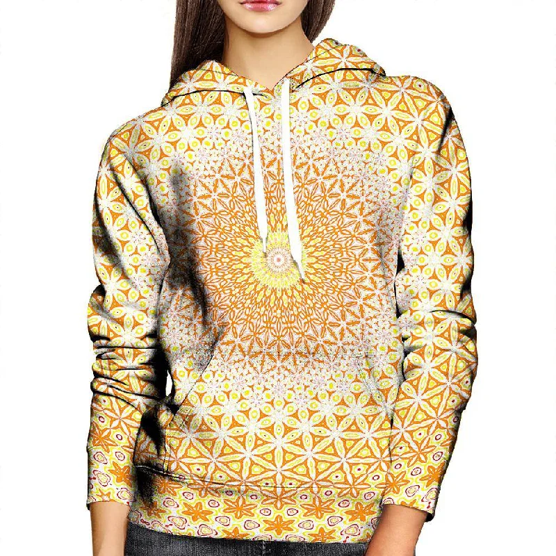 Abstract Flower Yellow Womens Hoodie