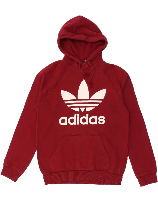 ADIDAS Mens Graphic Hoodie Jumper Small Red Cotton