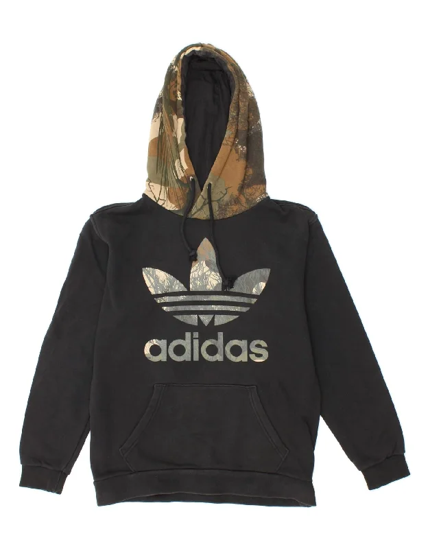 ADIDAS Mens Graphic Hoodie Jumper XS Black Camouflage Cotton