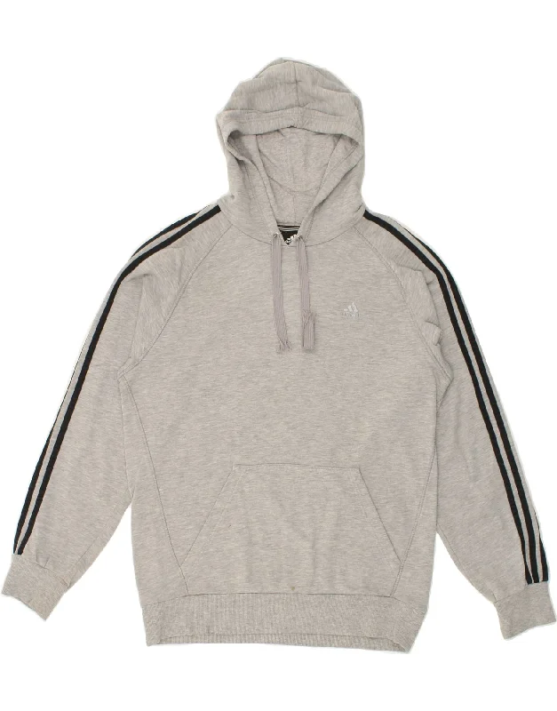 ADIDAS Mens Hoodie Jumper Medium Grey Cotton