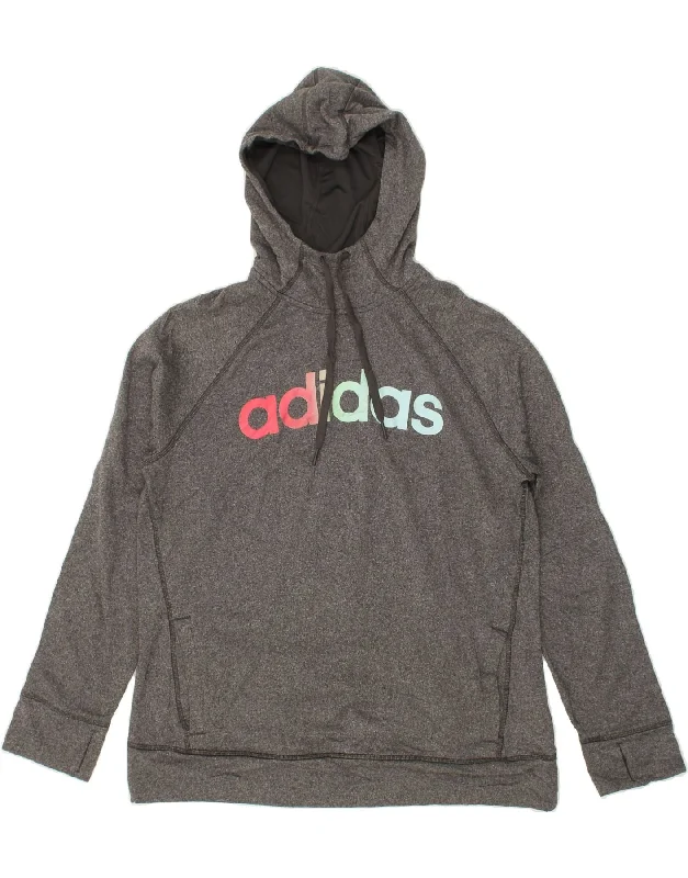 ADIDAS Womens Climawarm Graphic Hoodie Jumper UK 20/22 XL Grey Polyester