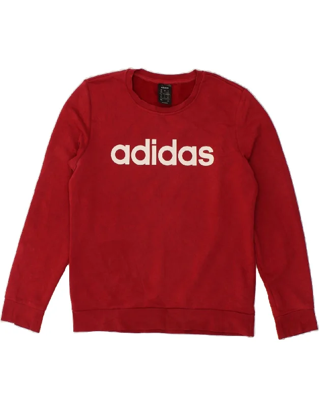 ADIDAS Womens Graphic Sweatshirt Jumper UK 12/14 Medium Red Cotton