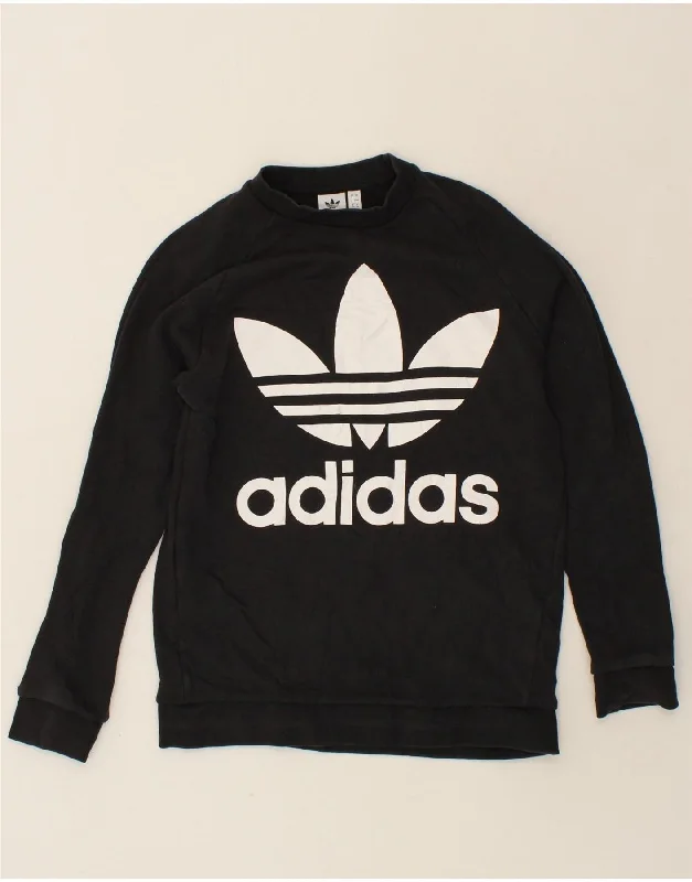 ADIDAS Womens Oversized Graphic Sweatshirt Jumper UK 8 Small Black Cotton