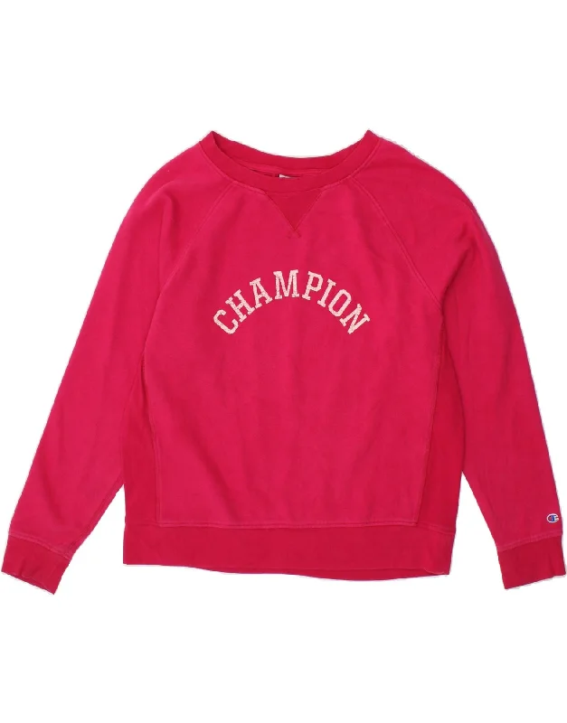 CHAMPION Womens Loose Fit Graphic Sweatshirt Jumper UK 16 Large Pink