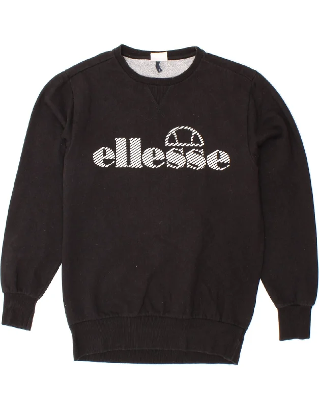 ELLESSE Mens Graphic Sweatshirt Jumper Small Black Cotton