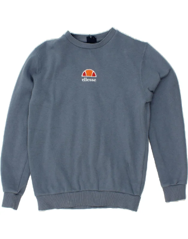 ELLESSE Womens Oversized Sweatshirt Jumper UK 10 Small Grey Cotton