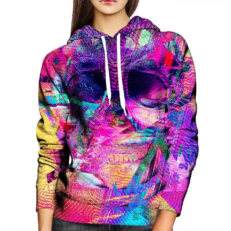 Glitch Skull Womens Hoodie