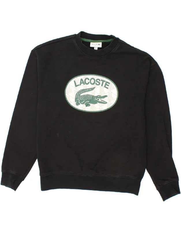 LACOSTE Mens Loose Fit Graphic Sweatshirt Jumper Size 4 Medium Black