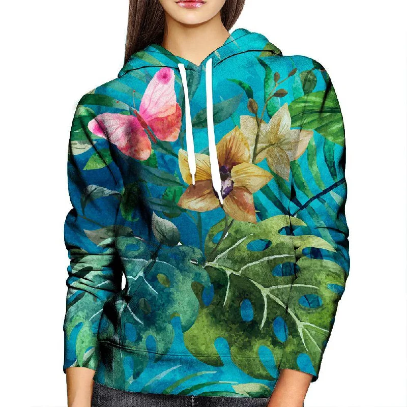 Pink Butterfly Womens Hoodie