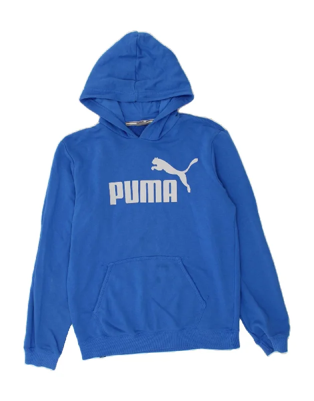 PUMA Mens Graphic Hoodie Jumper Medium Blue Cotton