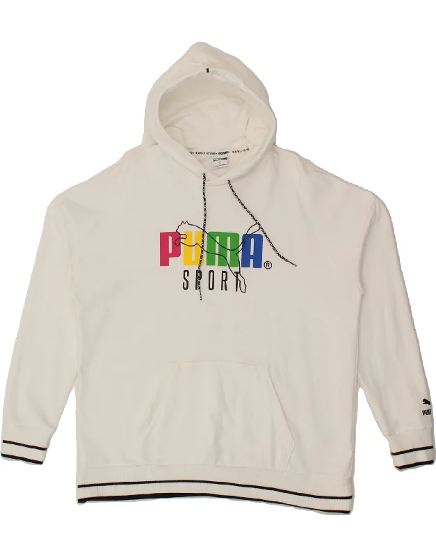 PUMA Womens Graphic Hoodie Jumper UK 20 2XL White Cotton