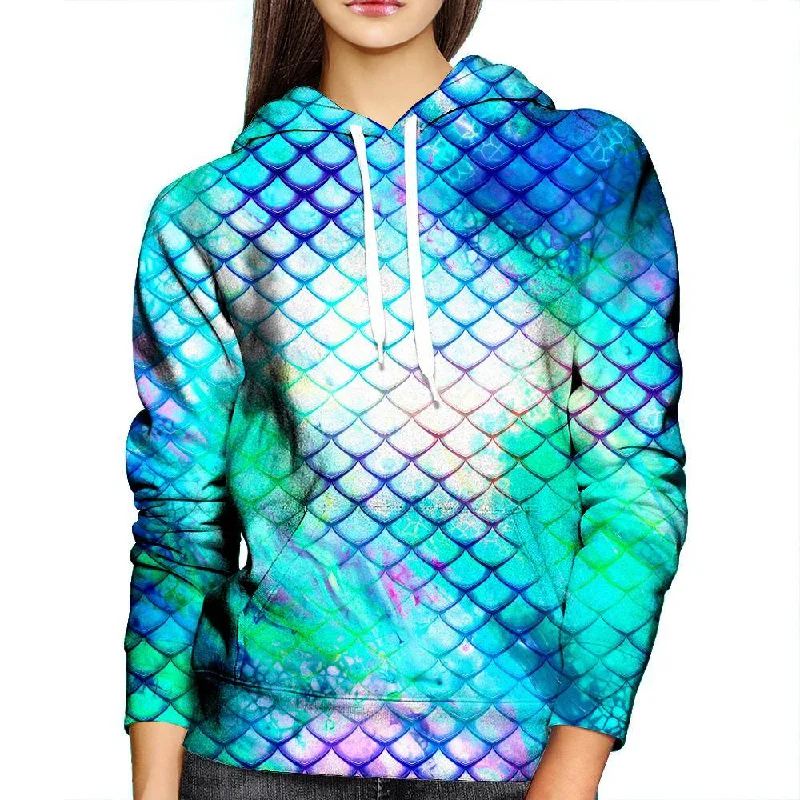 Teal Dragon Scales Womens Hoodie