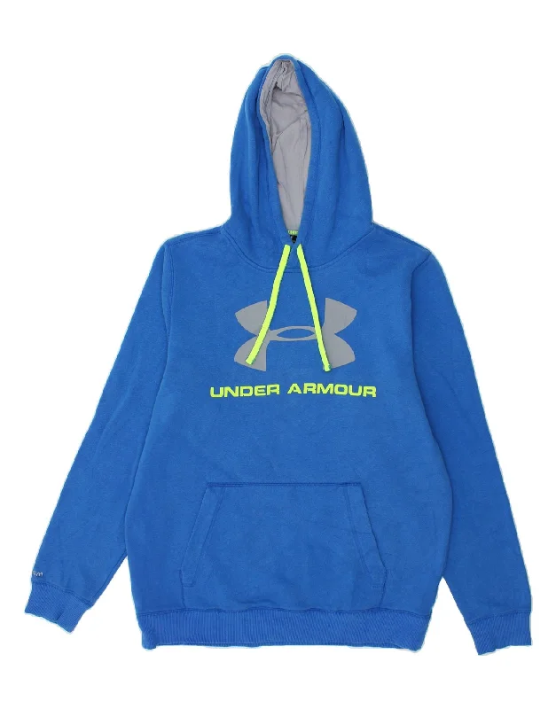 UNDER ARMOUR Mens Graphic Hoodie Jumper Medium Blue Cotton