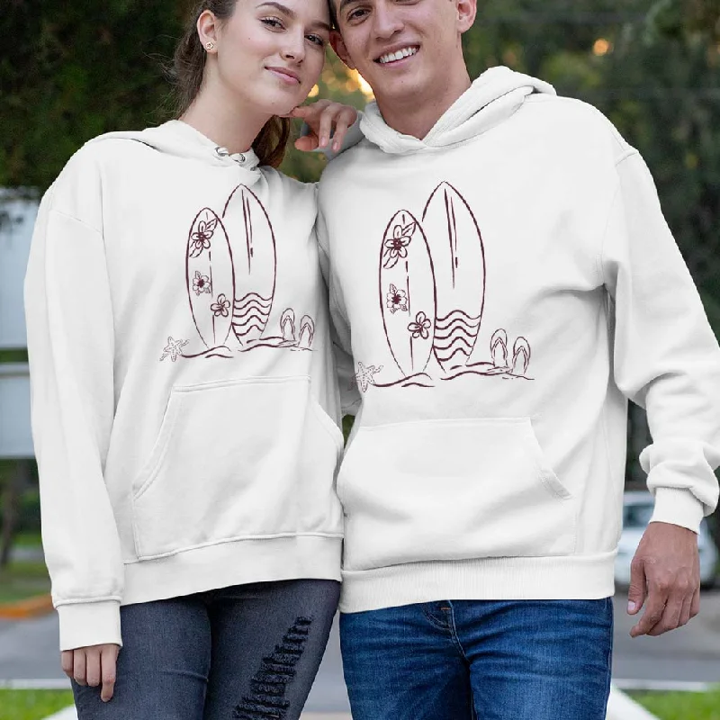 Surf board printed unisex comfort and style hoodies