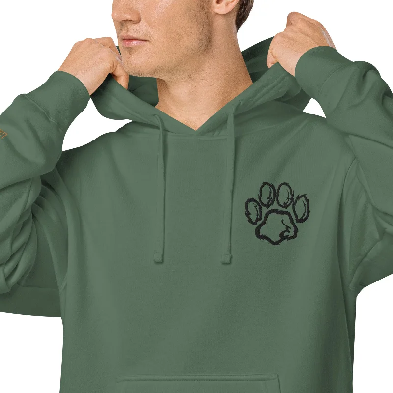 Embroidered Pet Paw Design Unisex Pigment-Dyed Hoodie