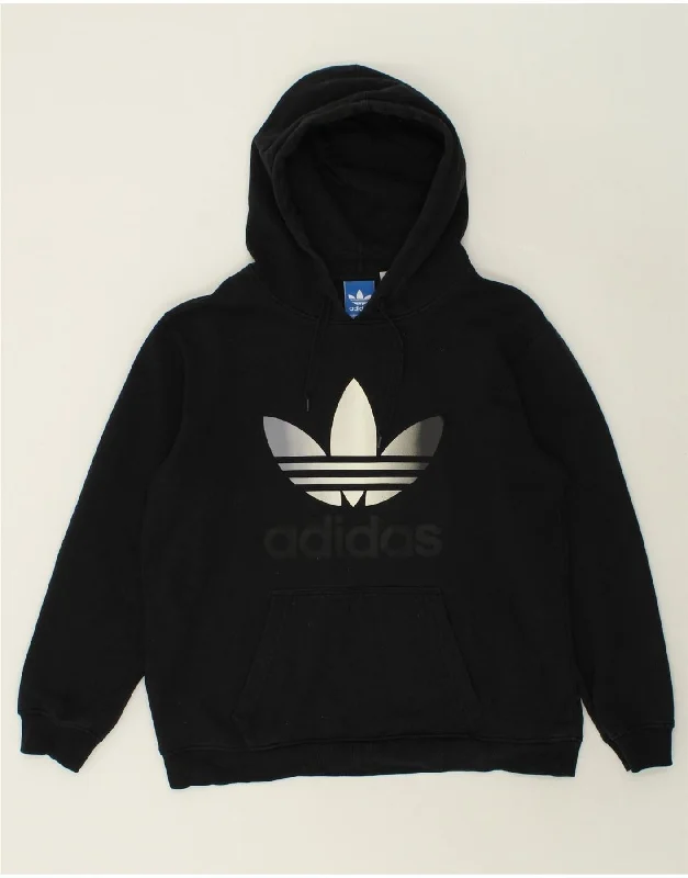 ADIDAS Mens Graphic Hoodie Jumper Large Black Cotton Hoodie with Embroidery Detailed Premium ADIDAS Mens Graphic Hoodie Jumper Large Black Cotton Hoodie with Embroidery Detailed Premium