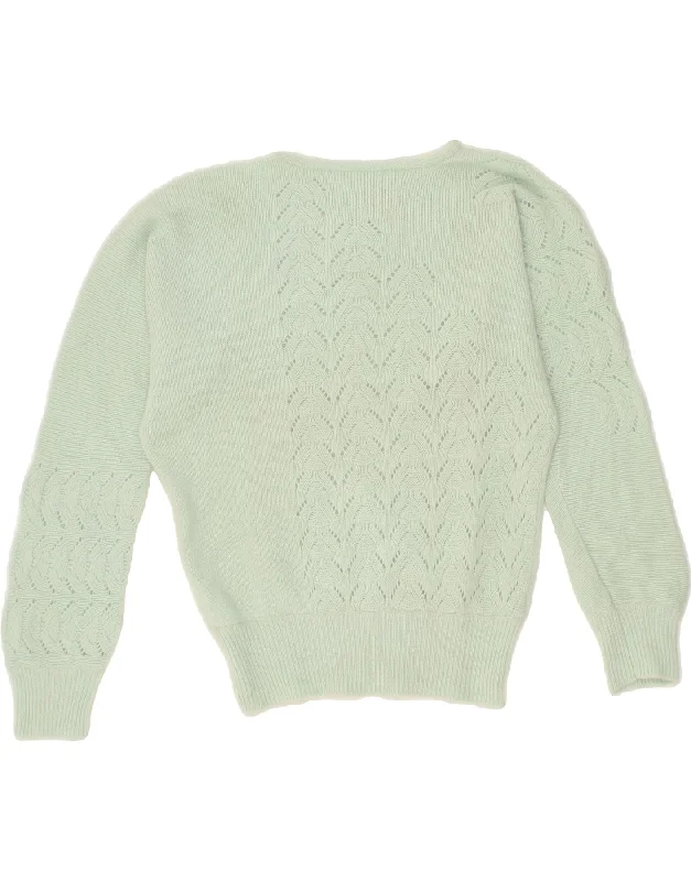 ANDRE MAURICE Womens Boat Neck Jumper Sweater UK 14 Medium Green Silk Blend Satin Velvet ANDRE MAURICE Womens Boat Neck Jumper Sweater UK 14 Medium Green Silk Blend Satin Velvet