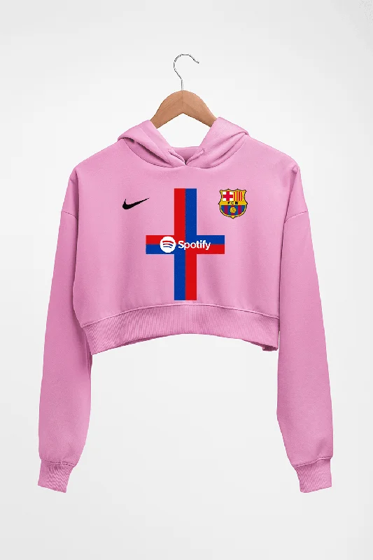 Barcelona 2022-23 Crop HOODIE FOR WOMEN Hoodie with V-Neck Classic Versatile