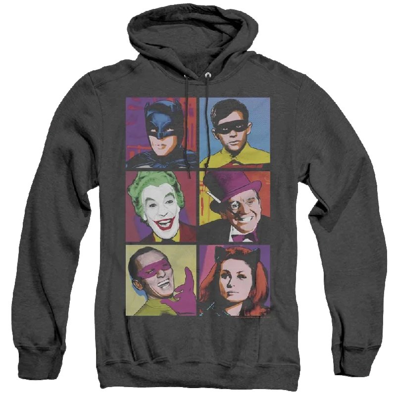 Batman Classic Tv Series Pop Cast - Heather Pullover Hoodie Shirred Sleeve Feminine
