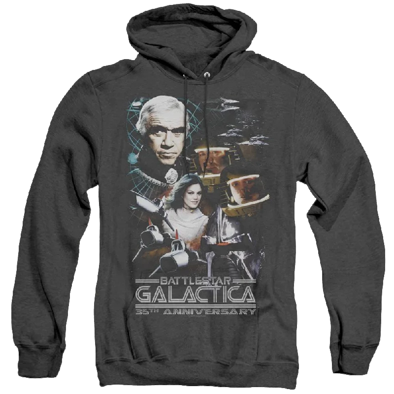 Battlestar Galactica (1978) 35Th Anniversary Collage - Heather Pullover Hoodie Batwing Sleeve Top Battlestar Galactica (1978) 35Th Anniversary Collage - Heather Pullover Hoodie Batwing Sleeve Top