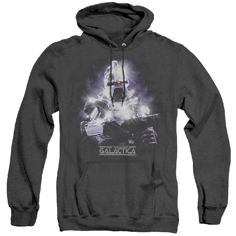 Battlestar Galactica (1978) 35Th Anniversary Cylon - Heather Pullover Hoodie Ruffled Neck Pullover Battlestar Galactica (1978) 35Th Anniversary Cylon - Heather Pullover Hoodie Ruffled Neck Pullover